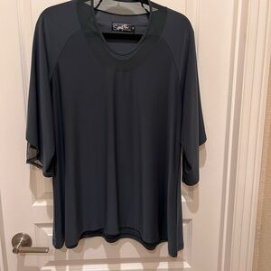 - SYMPLI Forest Blue/Green Bell Sleeve Top